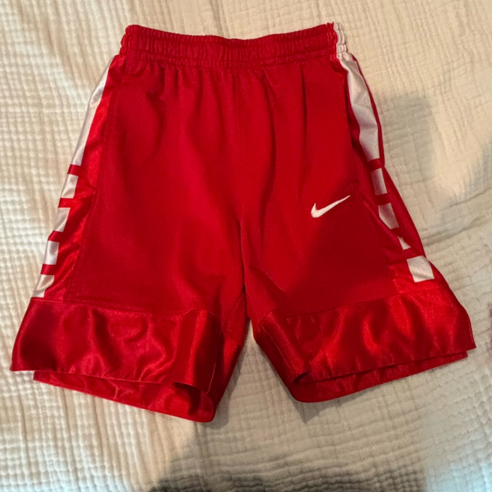 Nike Kids Red and White Sports Shorts Size M
